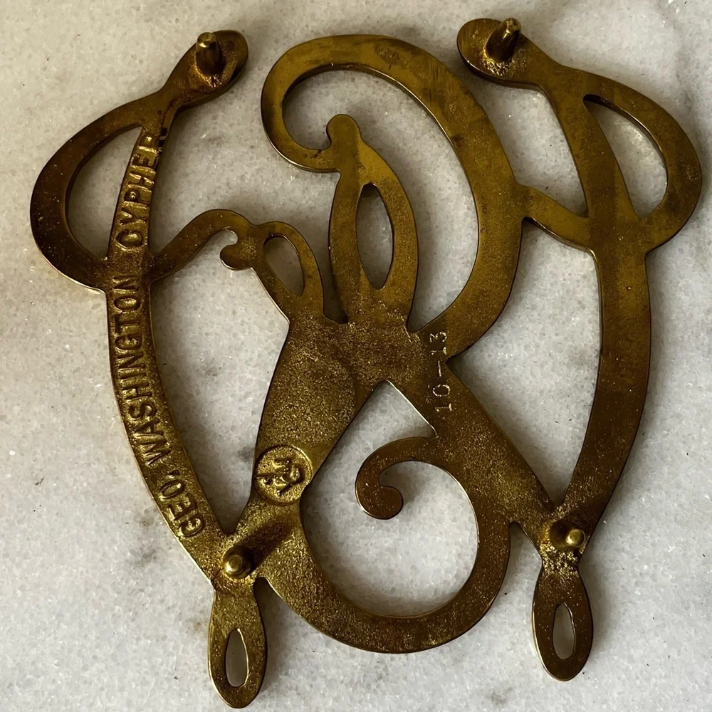 George Washington Brass Cypher Trivet Virginia Metalcrafters Bicentennial 1776